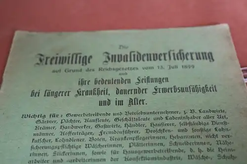 tolles altes Heft- Die Freiwillige Invalidenversicherung 1899 - 1900 ???