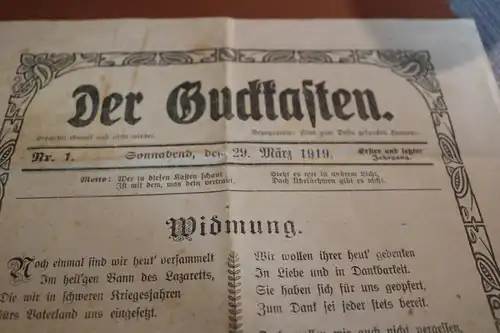 tolle alte Zeitung - Der Guckkasten Lazarett Verden  März 1919 - Rarität