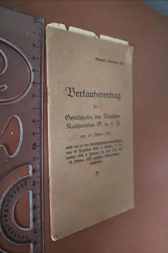 tolles altes Heftchen Verkaufsvertrag des deutschen Kalisyndikats GmbH 1922