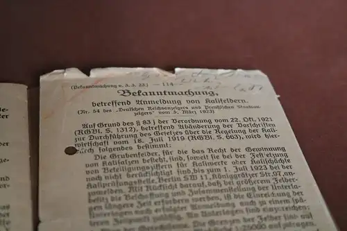 tolles altes Heftchen Verkaufsvertrag des deutschen Kalisyndikats GmbH 1922