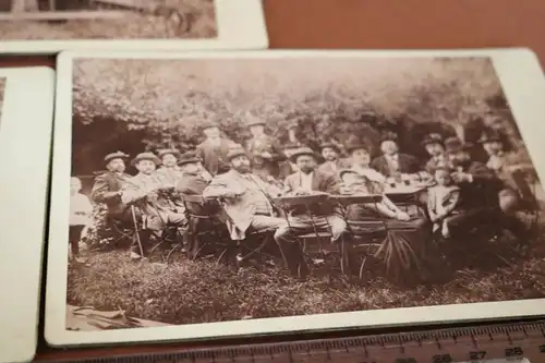 drei tolle alte Kabinettfotos ?  Gruppe Männer unterwegs - 1910-20 ???