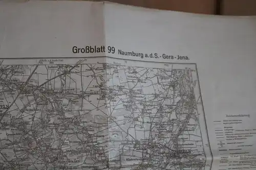 tolle alte Landkarte - Großblatt 99 Naumburg a.d.S. - Gera - Jena - 1939