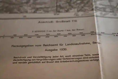 tolle alte Landkarte - Großblatt 99 Naumburg a.d.S. - Gera - Jena - 1939