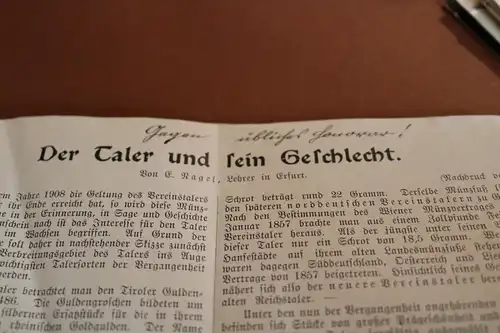 tolles altes Blatt - Geschichte ?  Der Taler und sein Geschlecht  - aus Erfurt