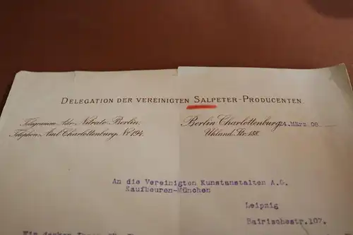 toller alter Brief der Delegation der vereinigten Salpeter-Producenten  1908