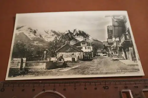 zwei tolle alte Fotokarten - Garmisch - Frühlingsstrasse mit Zugspitze  30-40er 