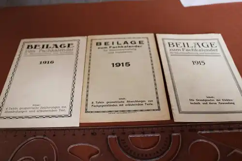 drei tolle alte Beilagenheftchen für Fachkalender 1915 u 1916