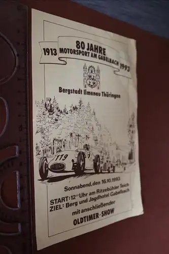 tolles altes Prospektblatt - 80 Jahre Motorsport am Gabelbach  1993