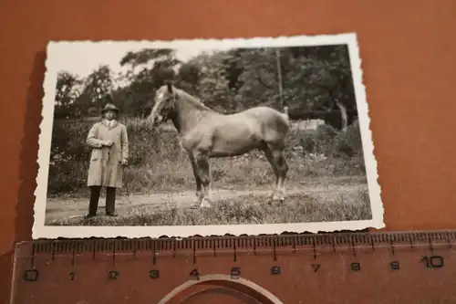 tolles altes Foto - Portrait Mann mit Pferd -   30-50er Jahre ???
