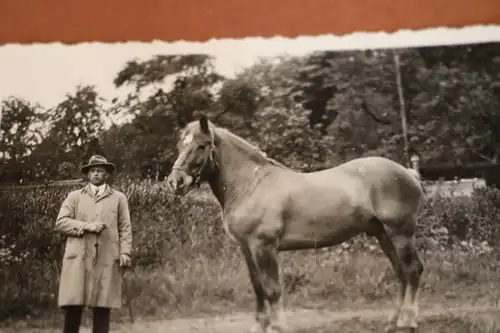 tolles altes Foto - Portrait Mann mit Pferd -   30-50er Jahre ???