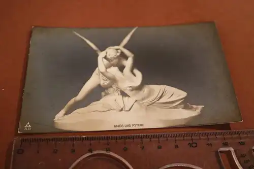 tolle alte Karte - Darstellung Amor und Psyche - Figuren - 1900-1920 ?