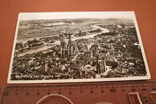tolle alte Karte - Regensburg vom Flugzeug aus -  1942