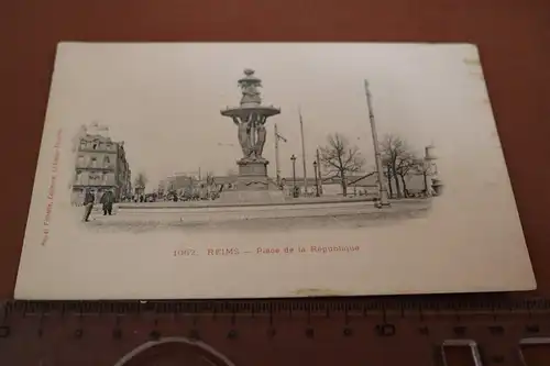 tolle alte Karte - Reims - Piace de la Republique  1900-1910 ???