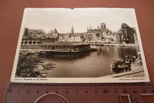 tolle alte Karte - Danzig - Hafenbild an der Mottlau  1937