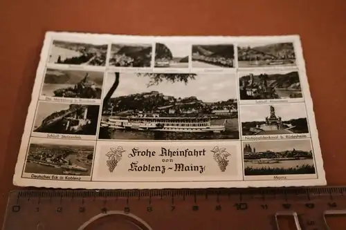 tolle alte Karte - Rheinfahrt - Koblenz- Mainz - 1956