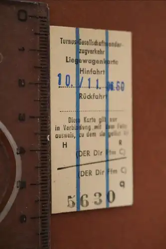 tolle alte Fahrtkarte -  Turnus-Gesellschaftssonderzugverkehr - Liegewagenkarte