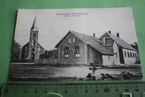 tolle alte Karte - Hebelermeer ( Krs. Meppen) Kirche und Schule 20-30er Jahre