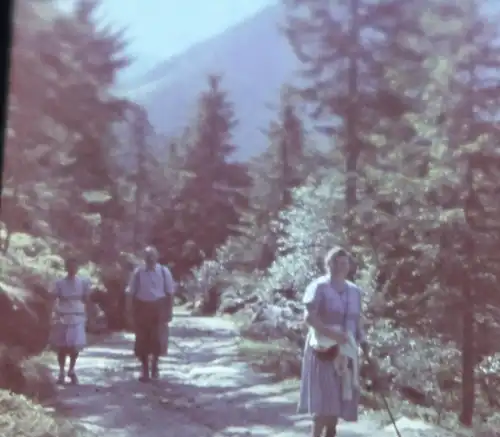 tolles altes Farbdia im Metallrahmen- 40er Jahre - Landschaft, Berge