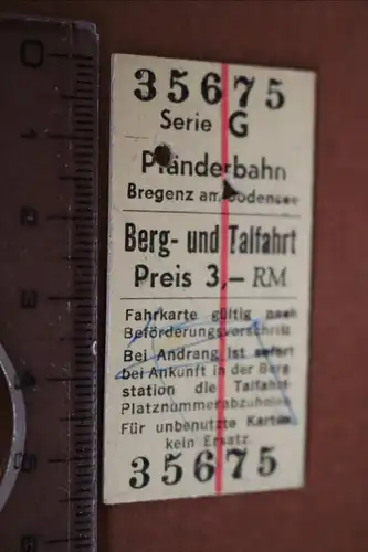 tolle alte Fahrkarte - Pfänderbahn - Berg- und Talfahrt -  20-40er Jahre
