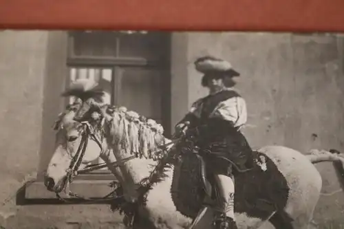 tolles altes Foto -  Junge im Kostüm auf einem Pferd