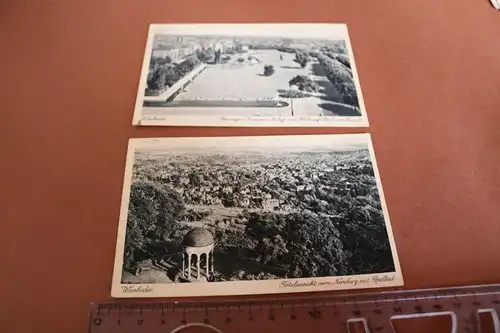 zwei tolle alte Karten - Wiesbaden - Reisinger Brunnen und Totalansicht  40-50er
