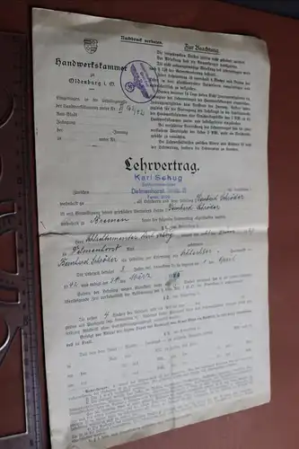 toller alter Lehrvertrag des Schlachter Handwerks - Oldenburg i.O.  1942