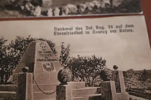 zwei alte Karten - Denkmal des Inf. Regt. 78 in Courcy vor Reims