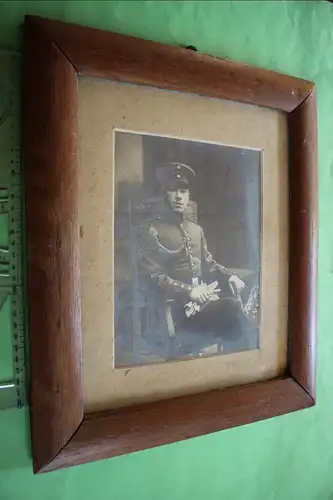 toller alter großer Rahmen mit Foto eines Soldaten mit Schützenschnur - Metz