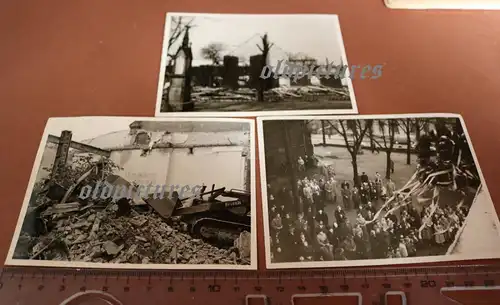 drei alte Fotos Abriss und Neubau Gemeindehaus Mittelweide ?? 50er Jahre ?
