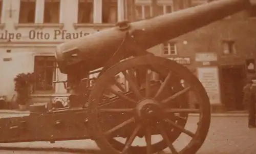 tolles altes Foto Eisleben - große Kanone vor Restaurant zur Tulpe 1910-20 ???