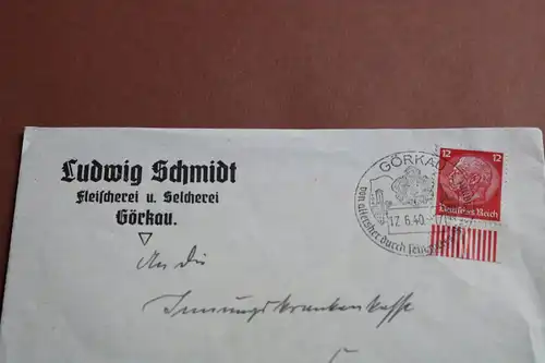 toller alter Briefumschlag Fleischerei L. Schmidt - Görkau  1940 Sonderstempel