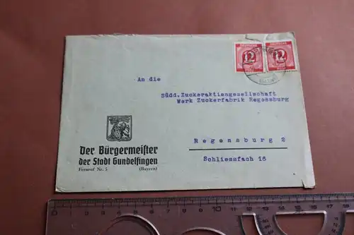 toller alter Briefumschlag Bürgermeister der Stadt Gundelfingen