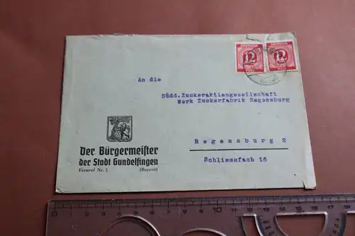 toller alter Briefumschlag Bürgermeister der Stadt Gundelfingen 
