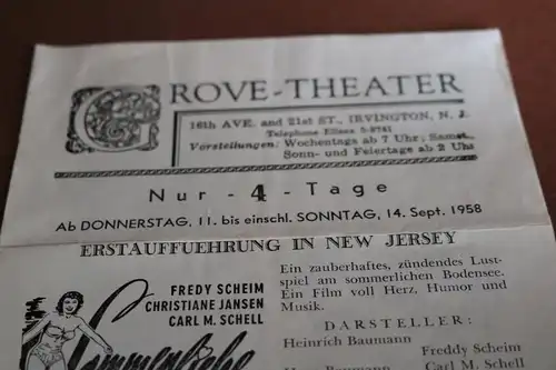 tolles altes Programmheft Rove-Theater New jersey 1958 in deutsch