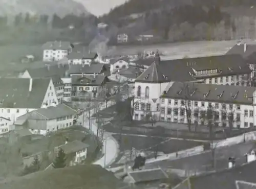 tolles altes Glasnegativ -  großes Schloss ?  im Bergtal - 1910-20 ?? Ort ???