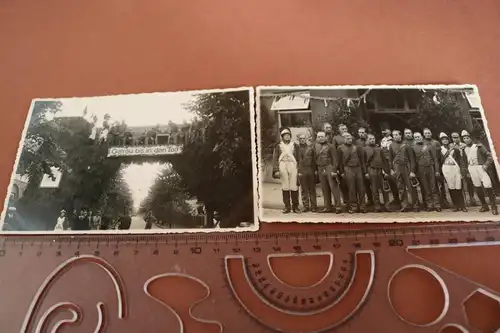 zwei tolle alte Fotos - Soldaten Husaren ? Theater ?? Gronau - 30-40er Jahre