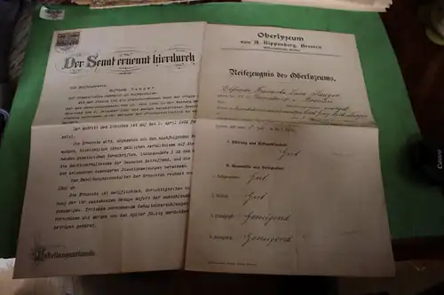 zwei tolle alte Dokumente aus Bremen Anstellungsurkunde Senat 1922 und Zeugnis