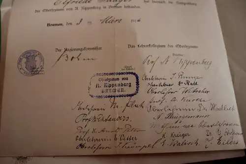 zwei tolle alte Dokumente aus Bremen Anstellungsurkunde Senat 1922 und Zeugnis