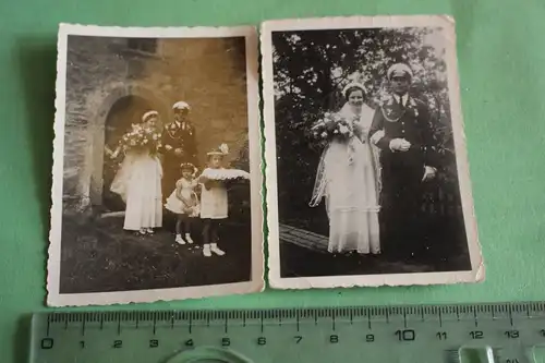 zwei tolle alte Fotos - Soldat der Luftwaffe mit Ehefrau - Hochzeit