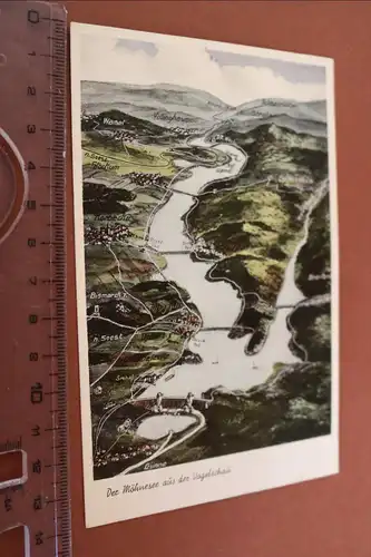 tolle alte Karte -  Der Möhnesee aus der Vogelschau - 30-50er Jahre ??