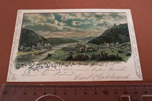 tolle alte Karte - Gruss aus Porta Westfalica  Mondschein -  1899