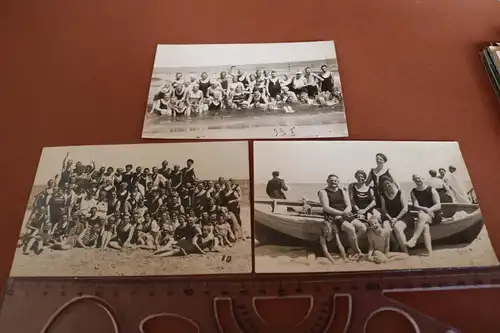 drei tolle alte Fotos - Badegäste Zinnowitz 1921 und 1929