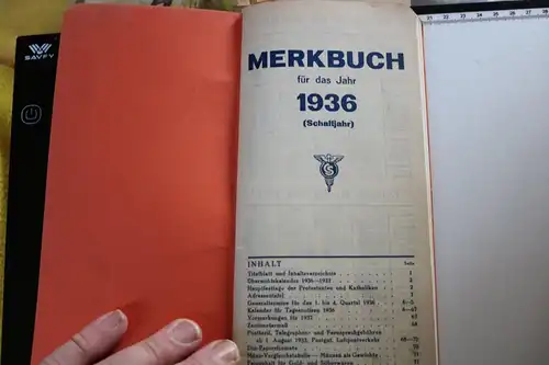 toller alter Pult-Kalender Pult-Merkbuch 1936 - Georg Wehlau Oldenburg