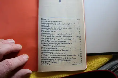 toller alter Pult-Kalender Pult-Merkbuch 1936 - Georg Wehlau Oldenburg