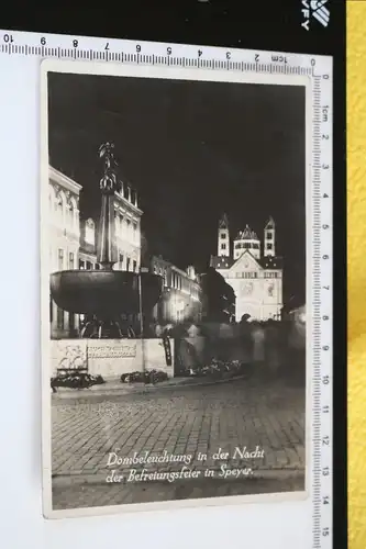 tolle alte Karte - Dombeleuchtung Speyer Befreiungsfeier  1930