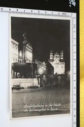 tolle alte Karte - Dombeleuchtung Speyer Befreiungsfeier  1930 