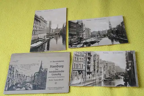 drei tolle alte Ansichtskarten - Mappe Hamburg das nordd. Venedig - 1910-20 ??