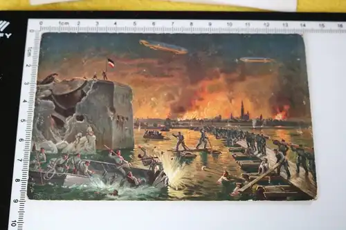 alte Karte- Szene - Eroberung Antwerpen - 09.10.1914