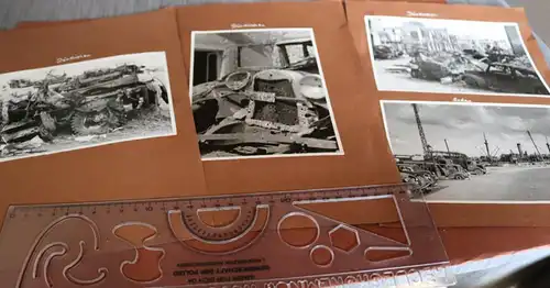 vier großformatige alte Fotos - Dünkirchen - Sedan - Zerstörung