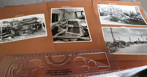 vier großformatige alte Fotos - Dünkirchen - Sedan - Zerstörung 